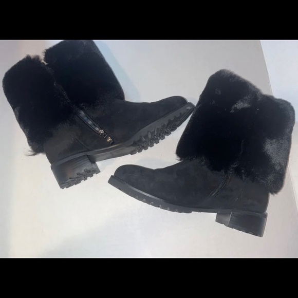 Midnight Velvet Black Sequined Buckles & Fur WMNS Boots SIZE: 10 - Picture 7 of 12